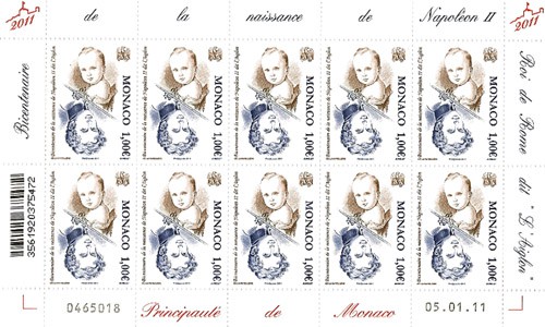 Commemorative stamp marking the bicentenary of the Roi de Rome’s birth
