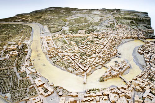 Scale model of the city of Rome, constructed using onsite surveys made by officers of the French engineering corps during the occupation of the city