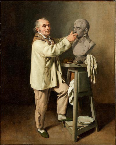 Jean-Antoine Houdon sculpting the bust of First Consul Bonaparte