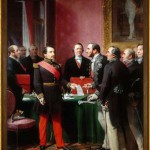Napoléon III remettant au baron Haussmann le décret d’annexion des communes limitrophes (16 février 1859)