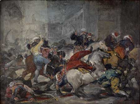 Esquisse. <i>Le 2 mai 1808 à Madrid</i>, dit aussi <i>L’Assaut contre les mamelouks à la Puerta del Sol</i>