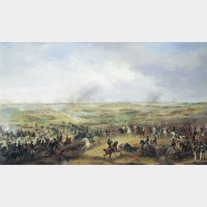 La bataille de Leipzig, Alexander Ivanovich Sauerweid © musée national de l'Artillerie, Russie