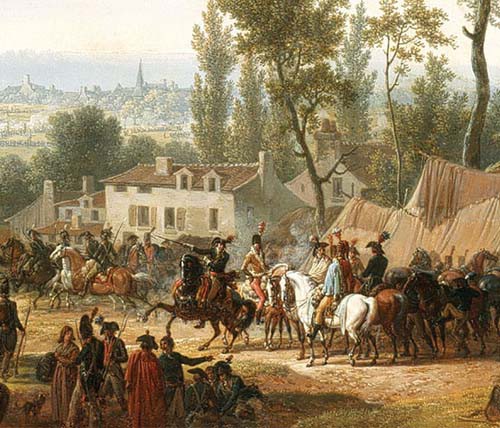 La bataille de Marengo de Swebach Desfontaines, 1801 : détail le Premier Consul Napoléon Bonaparte donne ses ordres