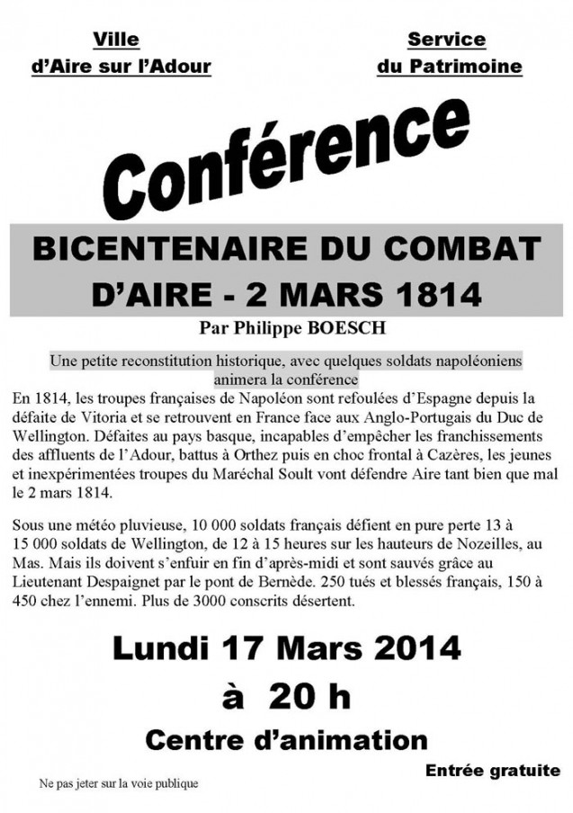 Bicentenaire de la campagne de France : commémoration des combats d’Aire-sur-l’Adour