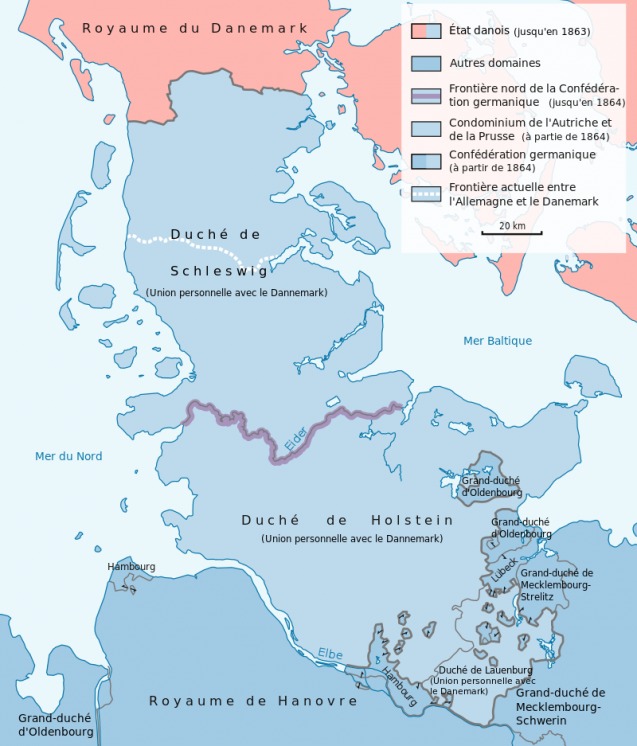 Carte du conflit territorial de la guerre des Duchés en 1864 © NordNordWest/Wikipedia