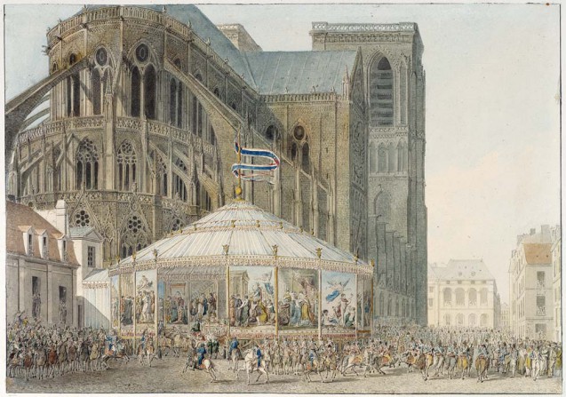 Rotonde décorée de tapisseries, accueillant les invités lors de leur arrivée à Notre-Dame [Sacre de Napoléon Ier, 2 décembre 1804]