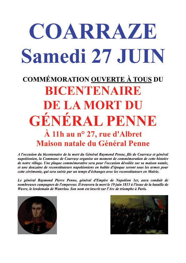 Bicentenaire de la mort du général Penne