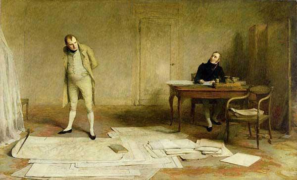 St Helena 1816 – Napoleon dictating to Count Las Cases the Account of his campaigns