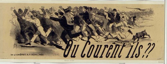 Où courent-ils?/where are they running to? [Au Grand Bon Marché]", poster by Jules Chéret 1875 © BNF