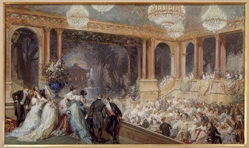 Fête officielle au palais des Tuileries. 1867. Aquarelle gouachée. Musées et domaine nationaux du Palais de Compiègne. © RMN - Grand Palais (domaine de Compiègne) / Droits réservés