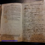 Worker’s Record Book belonging to an apprentice Hatter, Paris, rue Vivienne (inside page; First Empire period)