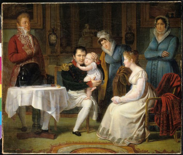 Marie-Louise portant le roi de Rome à Napoléon Ier pendant le repas de l'empereur, par A. Menjaud, 1812 © RMN-Grand Palais (Château de Fontainebleau) / Daniel Arnaudet