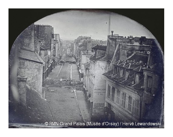 Thibault (active in Paris circa 1848) The Barricade Rue SAint Maur 1848 cadre