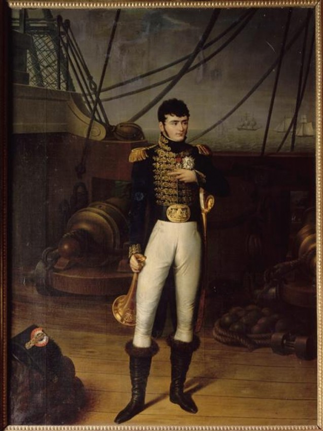 Portrait of Jerome Bonaparte on the bridge of a ship