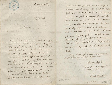 Lettre de Charles Baudelaire à l’Impératrice Eugénie