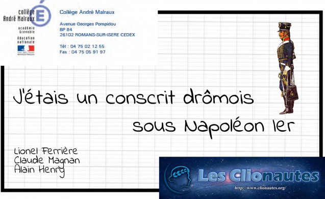 J’étais un conscrit drômois sous Napoléon Ier (animation cours 4e-collège / 13 ans)