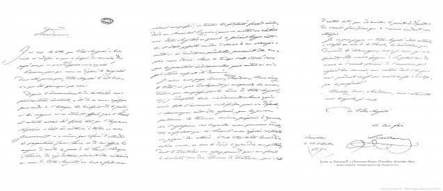 Reproduction de la lettre de l'empereur allemand Guillaume ier à l'impératrice des Français Eugénie © BNF/Gallica