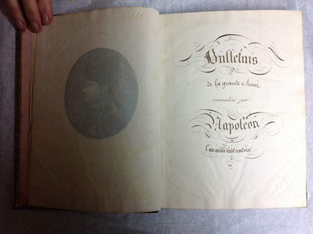 Bulletins de la Grande Armée commandée par Napoléon, Suivi du traité de Tilsitt, 1806 - Page de garde © Fondation Napoléon