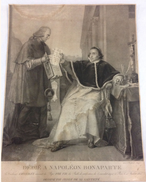 Signature du Concordat entre la France et le Saint-Siège, par le pape Pie VII, le 15 août 1801 (le cardinal Consalvi recevant du Pape la ratification du Concordat), (d'après), WICAR Jean Baptiste © Fondation Napoléon