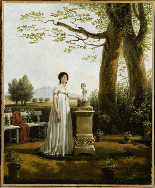 <em>Portrait de Christine Boyer Bonaparte, auprès du buste de son enfant morte</em>, par Jacques Sablet (entre 1797 et 1799) © RMN-Grand Palais - Gérard Blot (site https://art.rmngp.fr/fr)