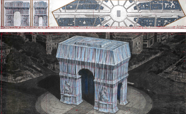 The Arc de Triomphe, Wrapped (a project for Paris) imagined by Christo and Jeanne-Claude