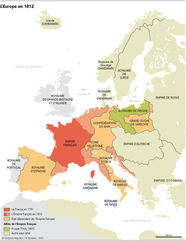 Vidéo et Carte (l’Europe en 1812) > Les coalitions européennes face à l’Empire napoléonien: tous contre Napoléon ? (3 min 04)