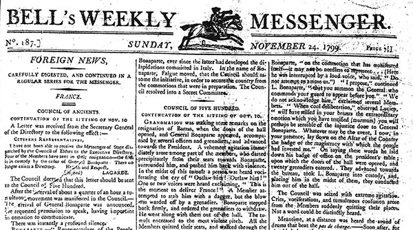 How did the European papers react to the news of 18 and 19 Brumaire?