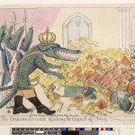 Caricature: The Corsican crocodile dissolving the council of frogs!!!