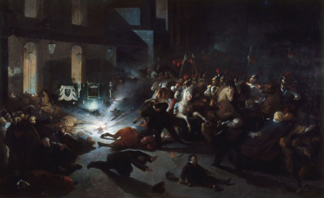 L’attentat d’Orsini devant la façade de l’Opéra, le 14 janvier 1858