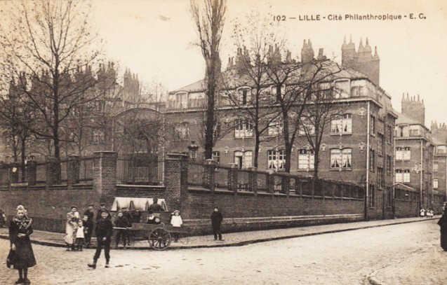 Lille, Cité philanthropique. Carte ayant voyagé en 1906 <br>© Patrick Kamoun