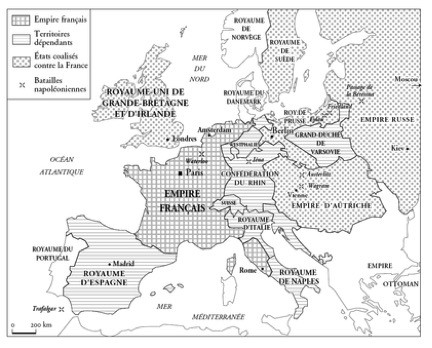 Carte de l'Europe au temps de Napoléon © DR