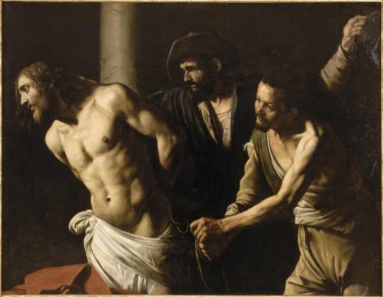 Le Caravage, "La flagellation du Christ à la colombe", 1606 <br>© RMN-GP (Gérard Blot) / Musée des beaux-arts Rouen (https://art.rmngp.fr)