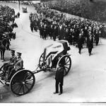 Funeral of Empress Eugenie, the procession Farnborough with Prince Victor Napoleon and his wife following the coffin, 20 July 1920