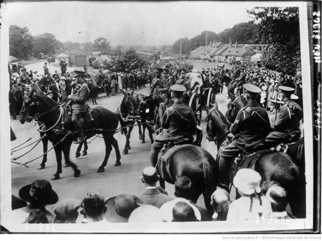 Empress Eugenie’s Funeral procession passes through the streets of Farnborough, 20 July 1920