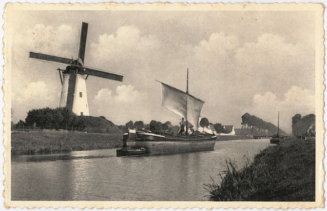 Une vue du canal de Damme avant la seconde guerre mondiale, quand il était encore navigable. (Photo archives Tom Vermeersch)