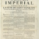 Imperial decree concerning the feast of Saint Napoleon and that of the re-establishment of the Catholic religion in France (19 February 1806)