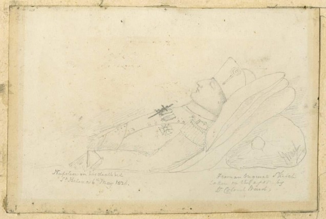 Napoleon on his death bed, St Helena 6 May 1821/ from an original sketch taken on the spot by Lt Colonel Ward