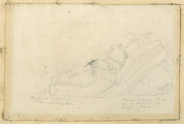 Napoleon on his death bed, St Helena 6 May 1821/ from an original sketch taken on the spot by Lt Colonel Ward