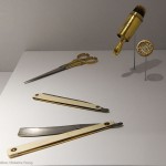 Pair of scissors used to cut the Emperor’s hair after his death, and his razors and shaving brush
