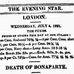 First accounts of the “Death of Buonaparte” in the British newspapers