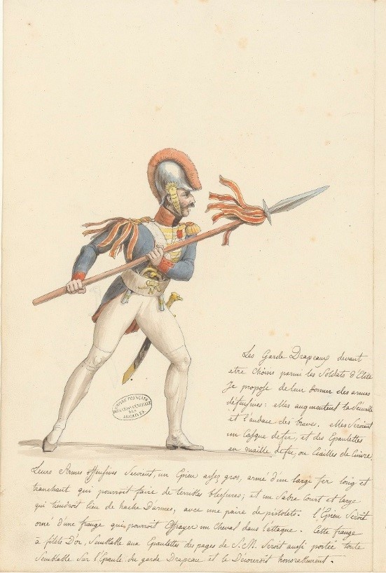 Études autour des projets d’étendards de l’armée, J.-L. David © Archives nationales - 3