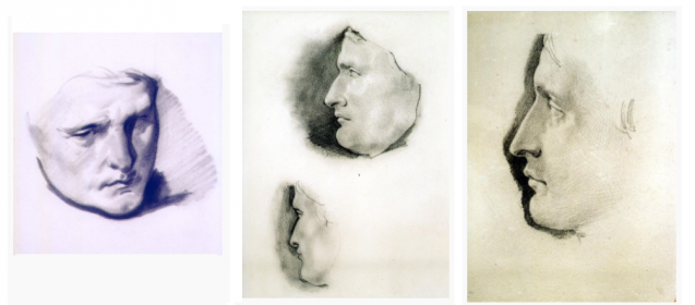 Trois études du visage de Napoléon, 1812, anonyme © Fondation Napoléon