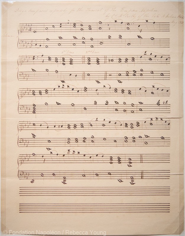 “Dirge composed expressly for the Funeral of the Emperor Napoleon by Ch. McCarthy of the late St Helena Band, May 1821” – piano reduction