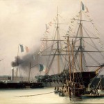 Napoleon’s coffin transshipped from “Belle Poule” to the steamship “Normandie”, Cherbourg, 8 December 1840