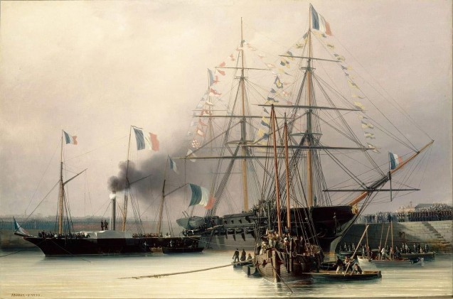 Napoleon’s coffin transshipped from “Belle Poule” to the steamship “Normandie”, Cherbourg, 8 December 1840