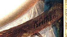 Signature de René Théodore Berthon sur le Portrait de Madame Charles Delamalle née Angélique Arnauld et sa fille Agathe, future madame Ferdinand de Lesseps © DR