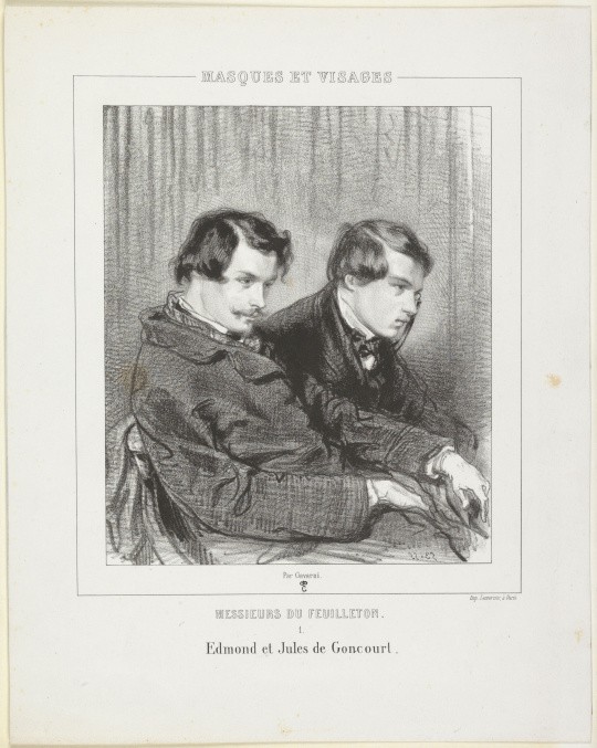 GONCOURT, Edmond (1822-1896) et Jules (1830-1870) de, journalistes, écrivains, critiques d’art