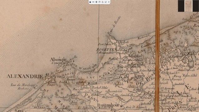 Extrait de la Carte géographique de l'Egypte et des pays environnans, réduite d'après la carte topographique levée pendant l'expédition de l'armée française par M. Jacotin, 1818 © DR