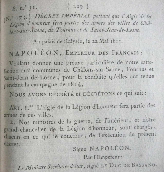 Les villes décorées de la Légion d’honneur pour leur résistance durant les guerres napoléoniennes