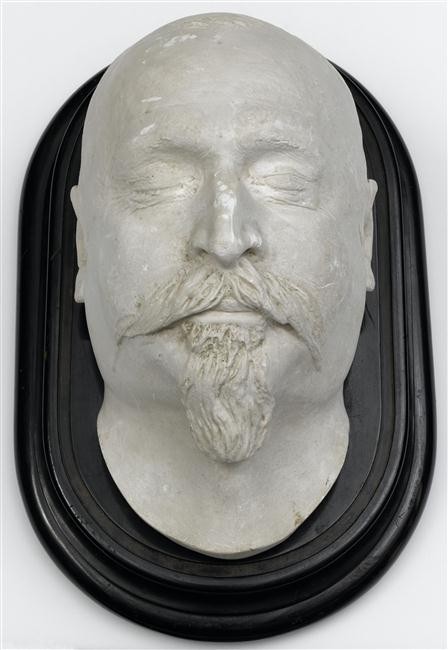 Masque mortuaire de Napoléon III et photographie sur son lit de mort